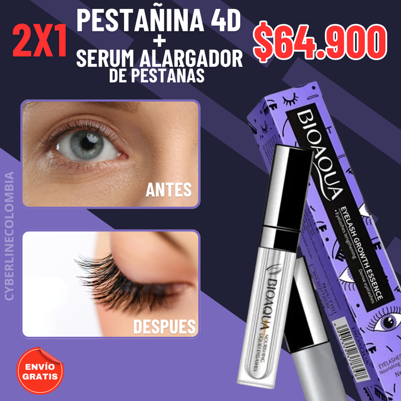 ¡2X1 SERUM ALARGADOR + PESTAÑINA 4D!