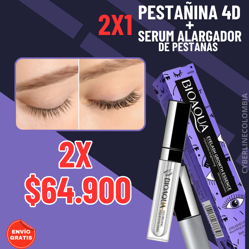 ¡2X1 SERUM ALARGADOR + PESTAÑINA 4D!