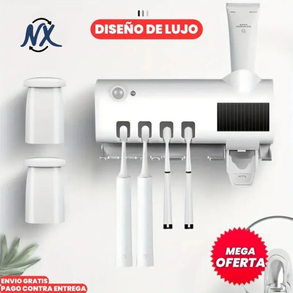 Portacepillos Esterilizador UV con Dispensador de Crema Dental | SteriClean Pro®